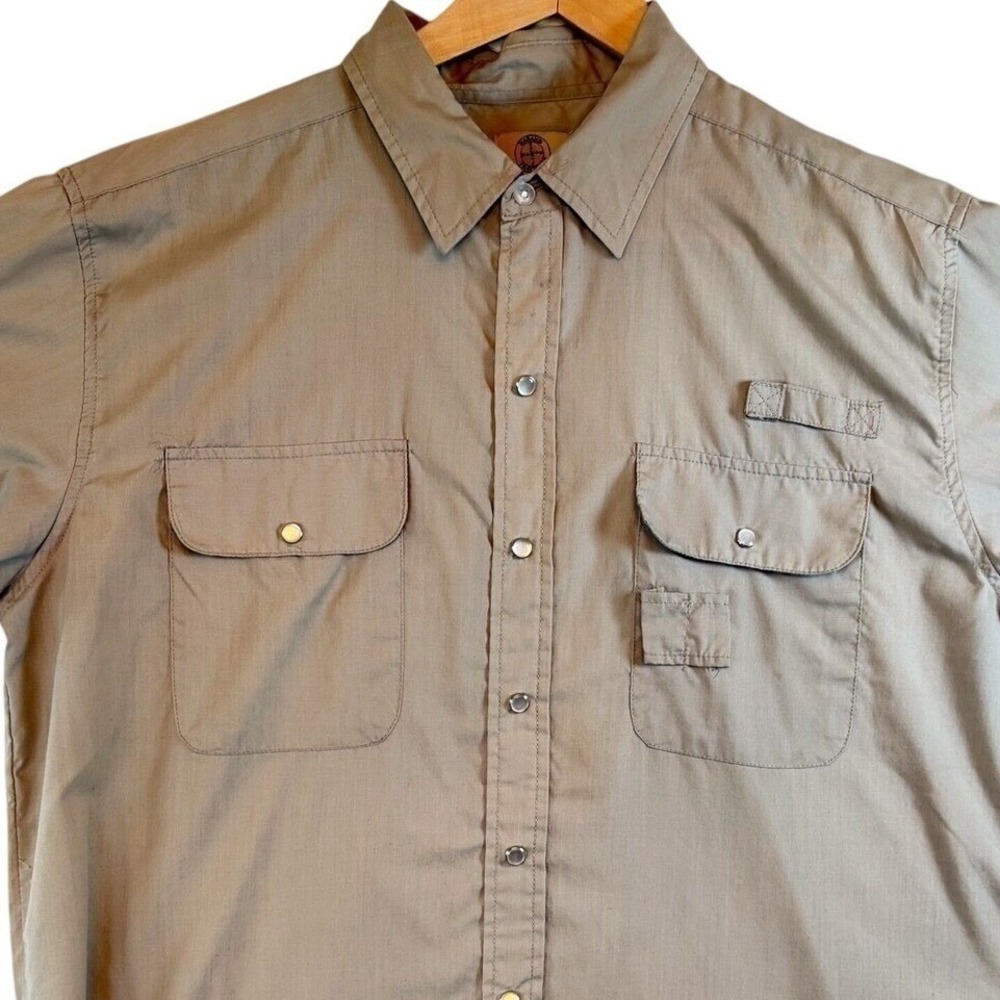 Haband Travelers Shirt Mens Large Pearl Snap Button Outdoor Utility Safari